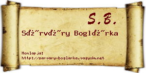 Sárváry Boglárka névjegykártya